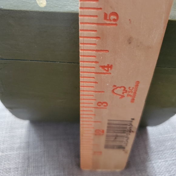 Vintage Handpainted Wood Storage Sage Green Black Details Antique Brass … - Picture 6 of 9